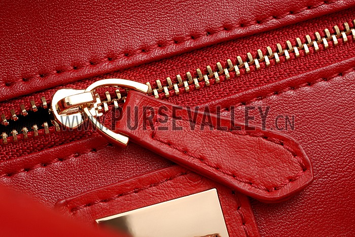 Fendi Peekaboo Mini Ostrich Leather Red Bag
