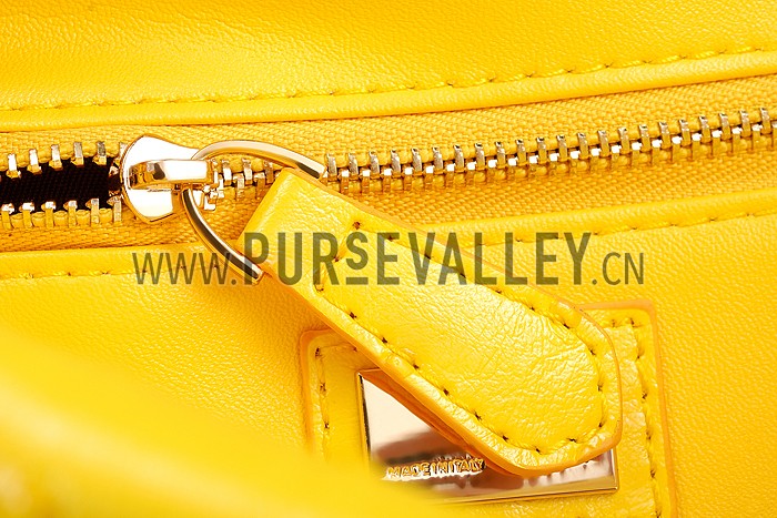 Fendi Peekaboo Mini Ostrich Leather Yellow Bag