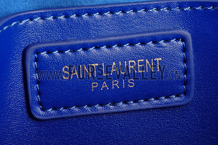 Saint Laurent Medium Fringed Leather Satchel Blue
