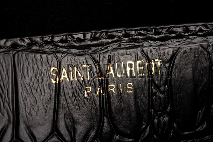 Saint Laurent High School Medium Crocodile Leather Bag Black