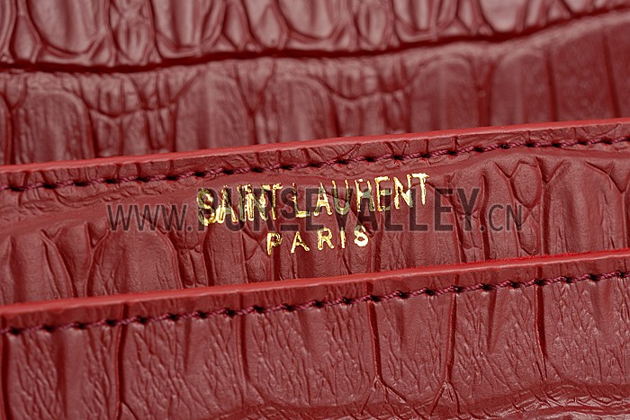 Saint Laurent High School Medium Crocodile Leather Bag Dark Red