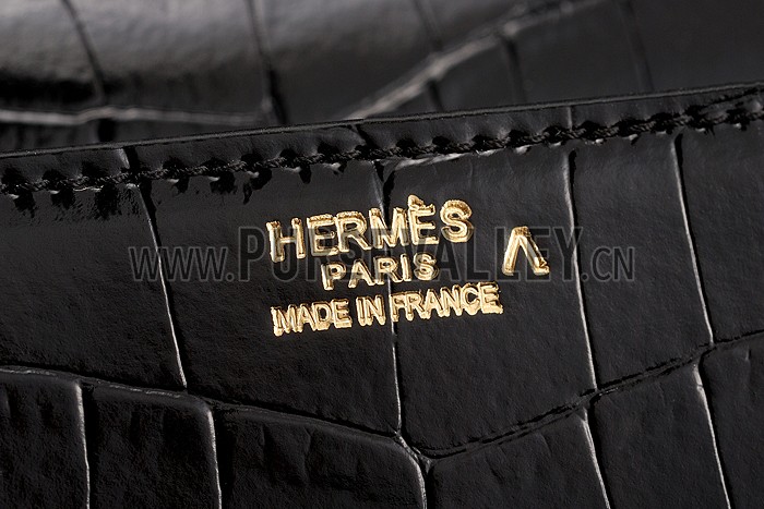 Hermes Medor Crocodile Leather Black Clutch 18926677