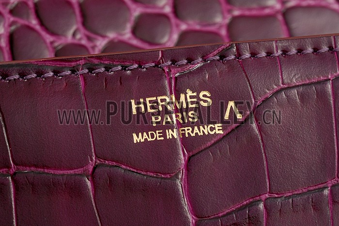 Hermes Medor Crocodile Leather Plum Clutch 18926682