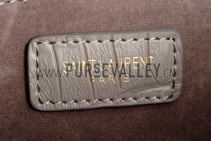 Saint Laurent Medium Tassel Crocodile Leather Clutch Bag Grey