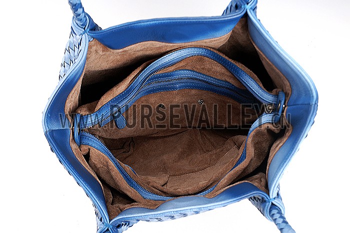 Bottega Veneta Intrecciato Duffel Bag Two Toned Light Blue and Blue