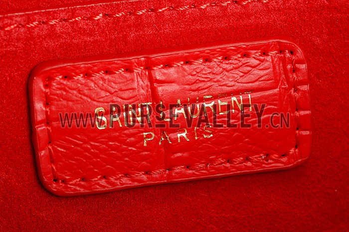Saint Laurent Medium Tassel Crocodile Leather Clutch Bag Red