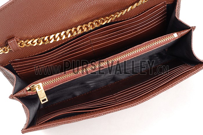 Saint Laurent Classic Monogramme Chain Wallet Brown