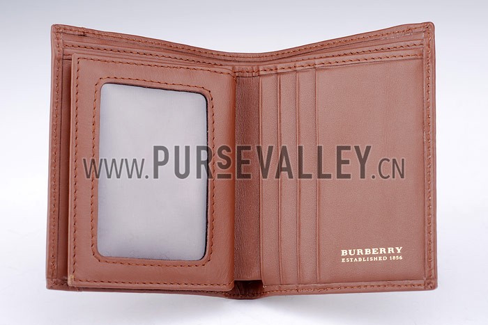 Burberry Haymarket Check Folding 6 Cards Wallet Brown