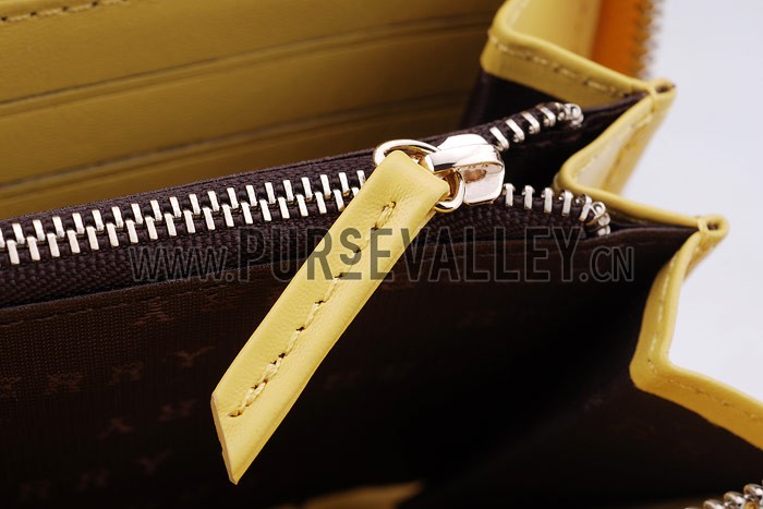 Burberry Nova Check Zip Around Wallet Yellow Trim