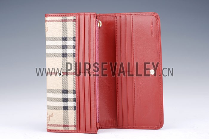 Burberry Haymarket Check Large Wallet Red
