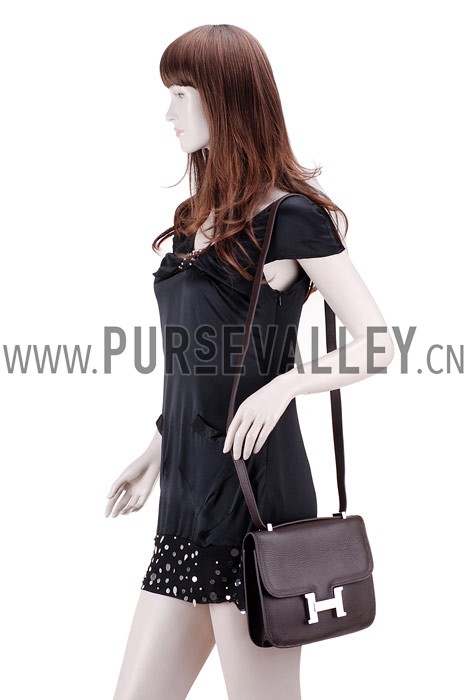 Hermes Constance Brown with Silver Buckle