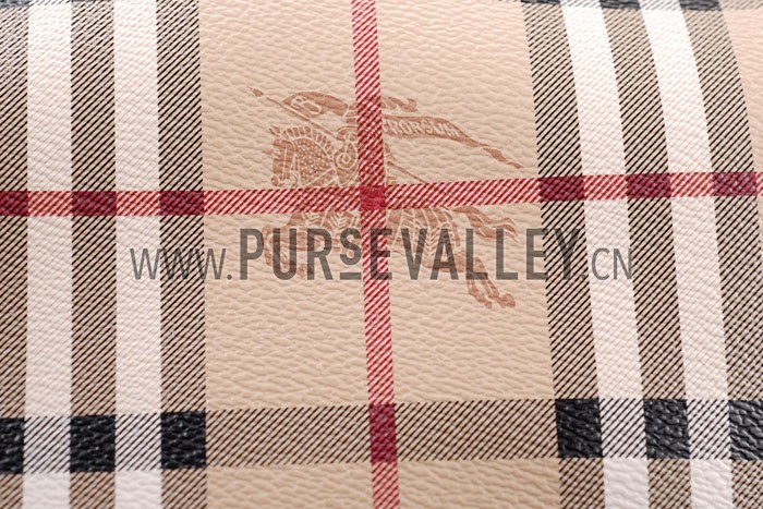 Burberry Haymarket Medium Tote Brown Trim