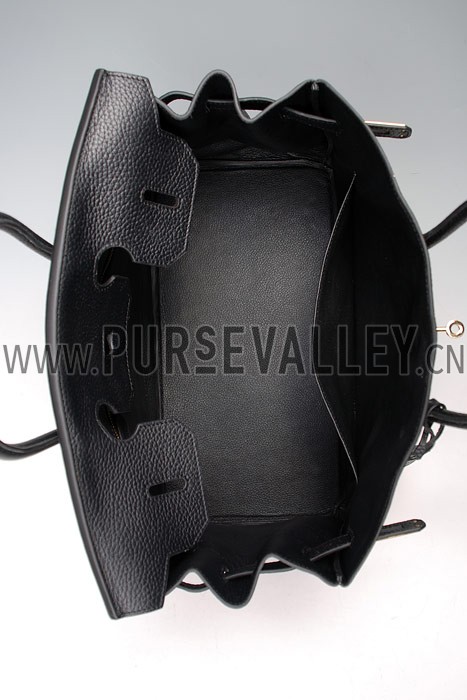 Hermes Birkin Horse Embossed Gold Hardware Tote Black