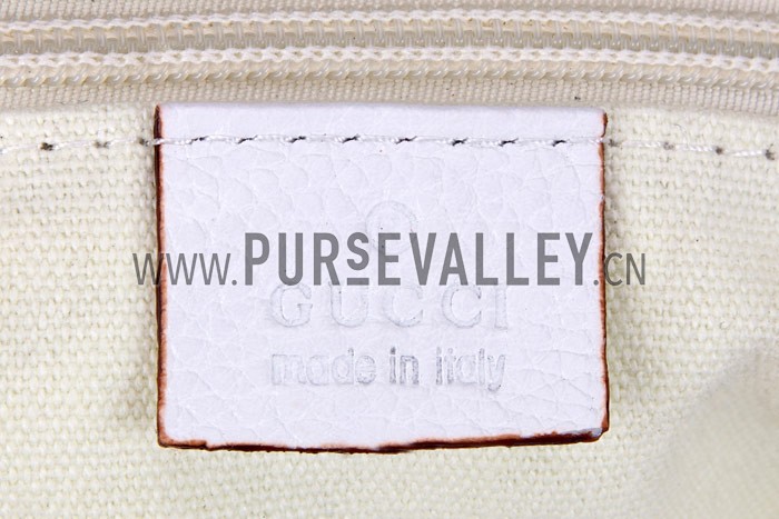 Gucci Web White Leather Small Messenger Bag