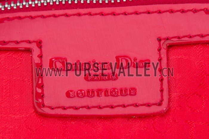Dior Medium Lady Cannage Bag Patent Leather Red