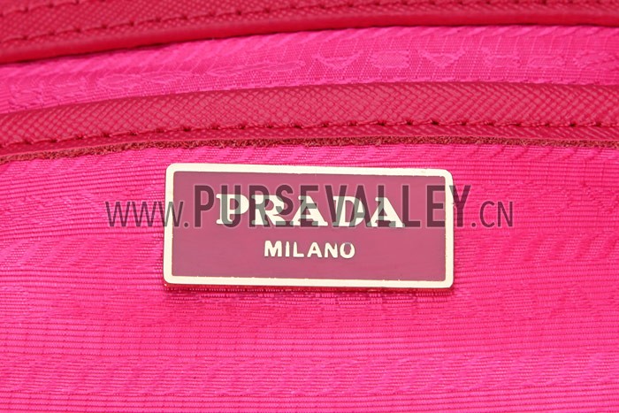 Prada Medium Saffiano Lux Top Handle Fuchsia
