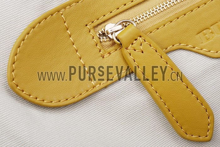 Burberry Large Bridle House Check Belted Hobo Bag Yellow