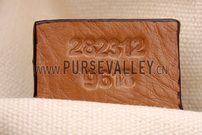 Gucci Belted Large Top Handle Bag Canvas Fabric Tan 7773