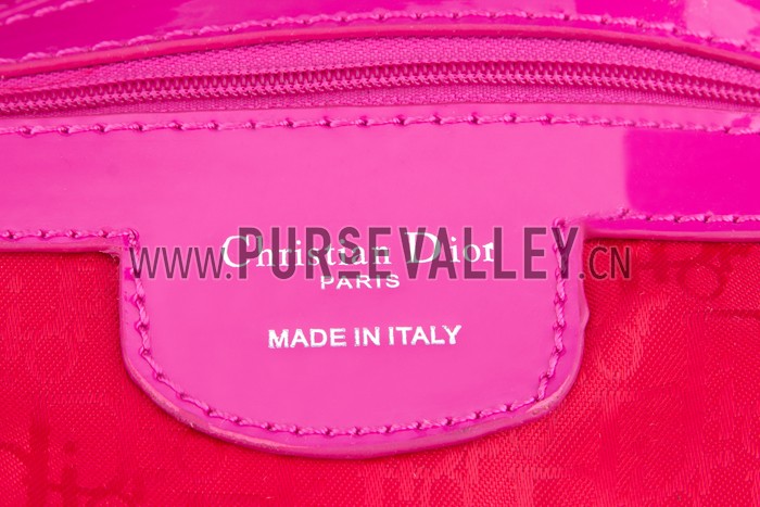 Dior Small Lady Cannage Bag Patent Leather Pink