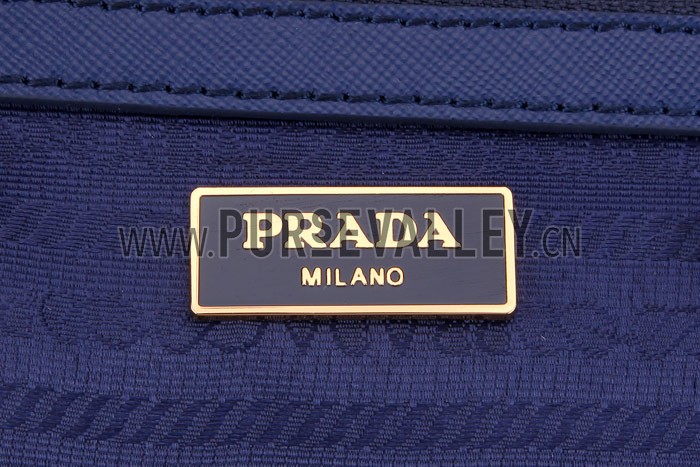 Prada Medium Saffiano Lux Top Handle Dark Blue