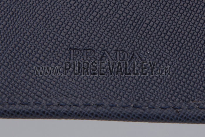 Prada Continental Leather Key Holder Dark Blue