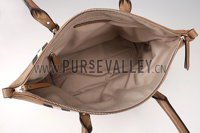 Burberry Medium Bridle House Check Tote Bag Brown 607782