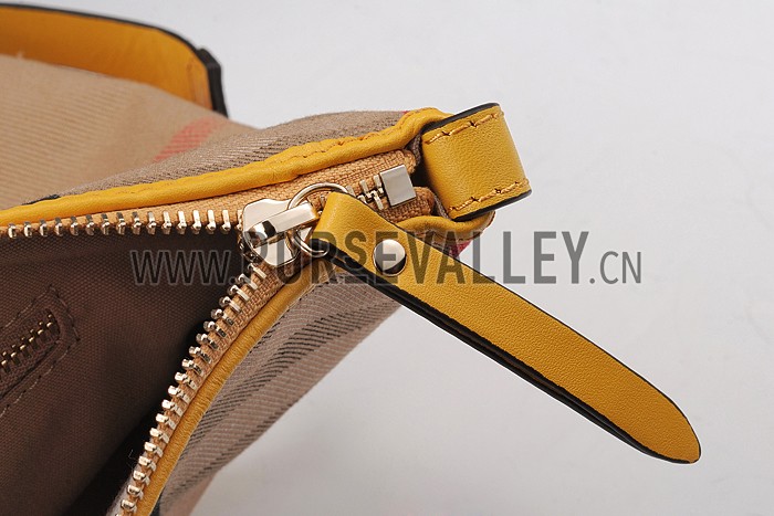 Burberry Medium Bridle House Check Tote Bag Yellow 607784