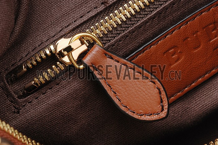 Burberry Check Haymarket Bowler Bag Brown 607785