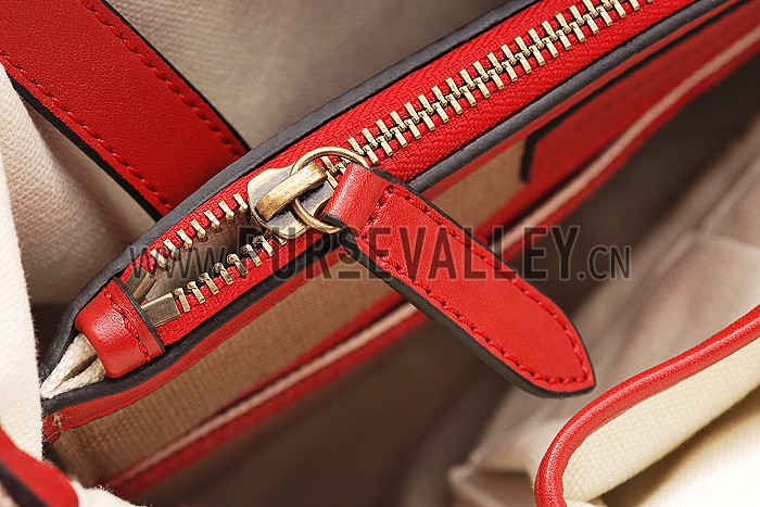 Burberry Medium Canvas Check Tote Bag Red 607802