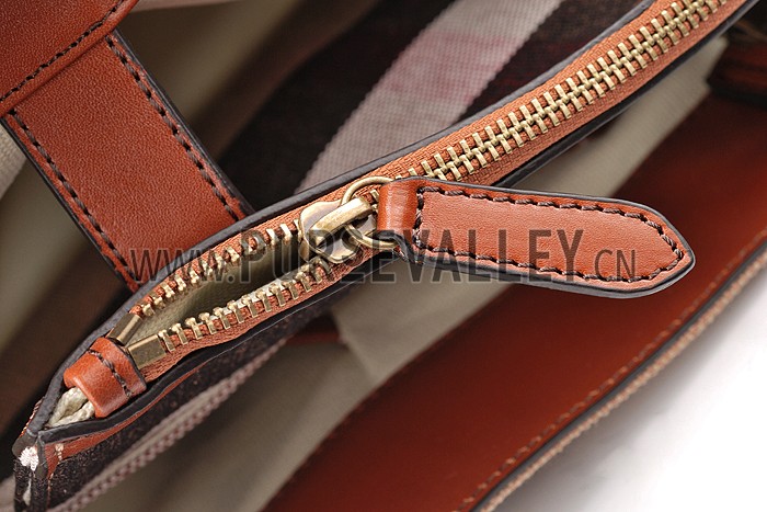 Burberry Large Canvas Check Tote Bag Brown 607811