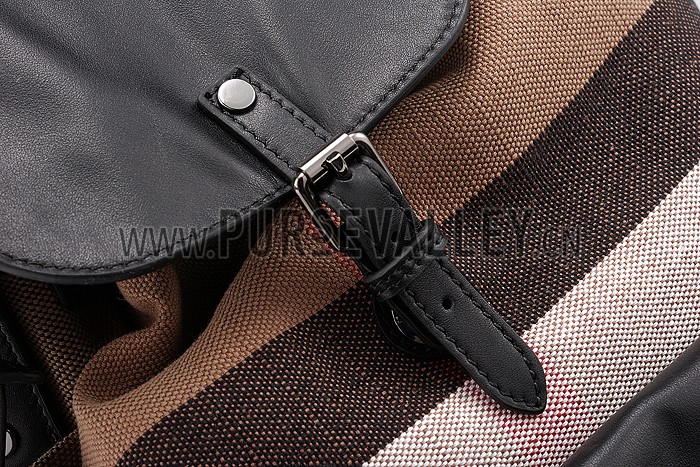 Burberry Medium Canvas Check Backpack Black 607815