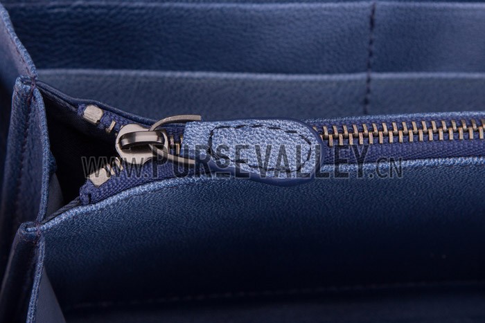 Bottega Veneta Intrecciato Nappa Zip Around Wallet Dark Blue