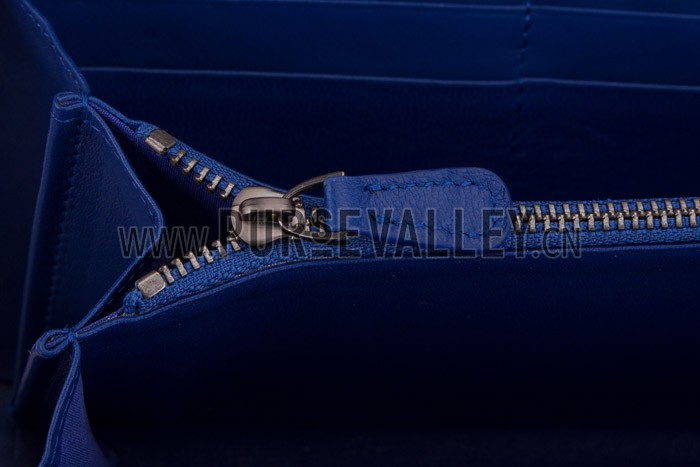 Bottega Veneta Intrecciato Nappa Zip Around Wallet Blue