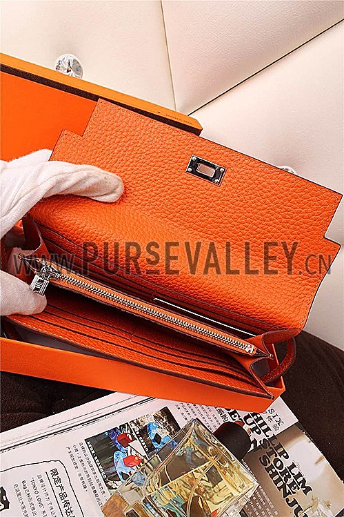 Hermes Kelly Long Wallet Orange 608074