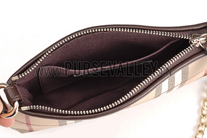 Burberry Haymarket Check Wristlet Chocolate 608283