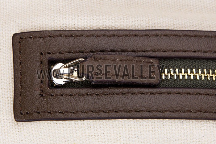 Gucci Large Logo Printed Canvas Brown Leather Trim Shopper Tote