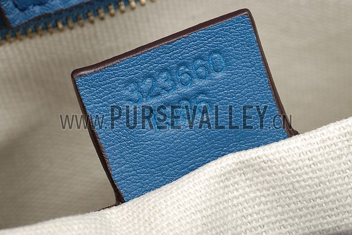 Gucci Bamboo Shopper Leather Small Tote Blue 607315