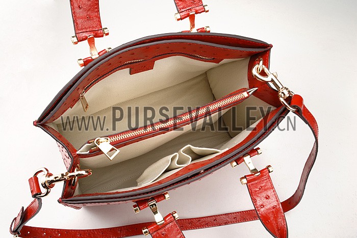Gucci Red Ostrich Leather Work Bag 607335