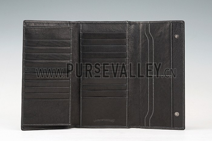 Chrome Hearts Black Leather Long Zip Wallet 607430