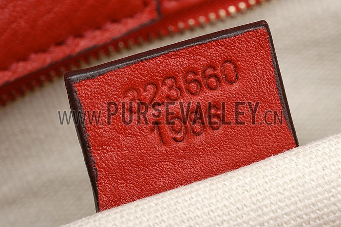 Gucci Bamboo Shopper Leather Small Tote Red 607320