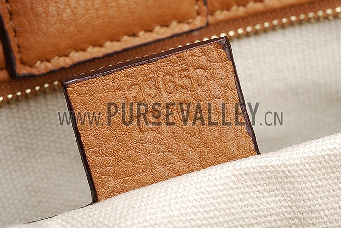 Gucci Bamboo Shopper Leather Tote Tan 607313