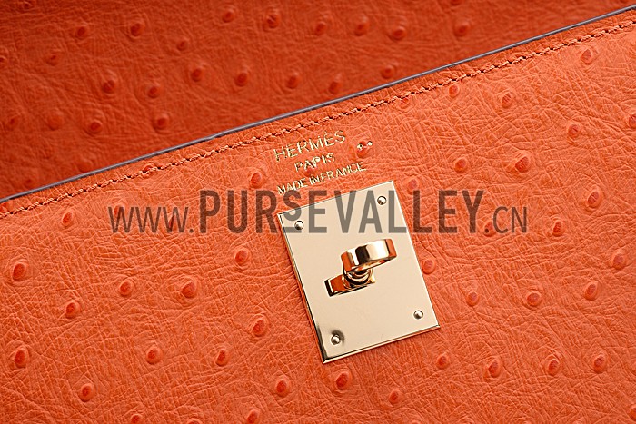 Hermes Kelly 32 Orange Ostrich Leather 607480