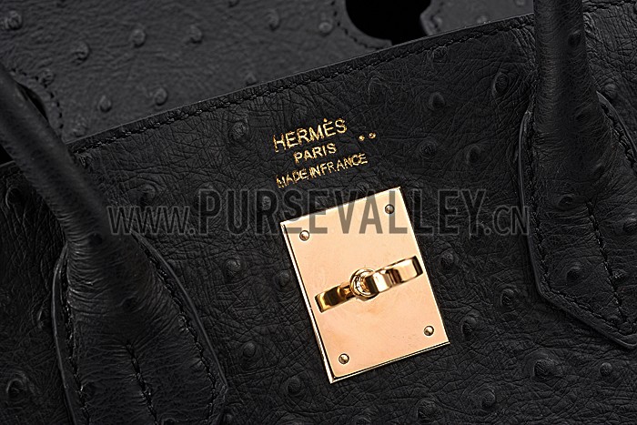 Hermes Birkin 35 Black Ostrich Leather 607482