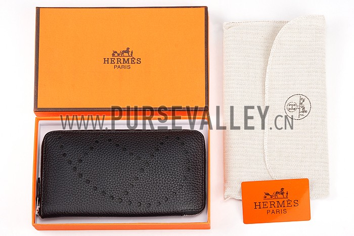 Hermes Evelyne Long Wallet Black 608017