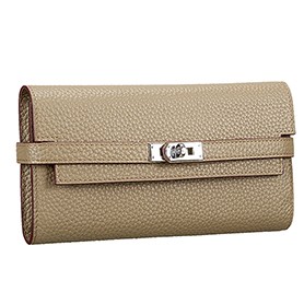 Hermes Kelly Long Wallet Grey 608073