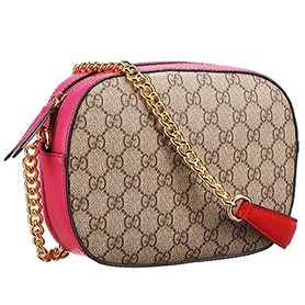 Gucci Supreme Canvas Mini Chain Bag Red & Fuchsia
