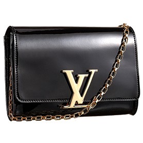 Louis Vuitton Chain Louise Patent Leather Black