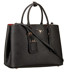 Prada Saffiano Double Tote Black