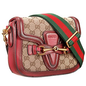 Gucci Lady Web GG Small Canvas Bag Dark Red