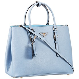 Prada Saffiano Double Tote Light Blue
